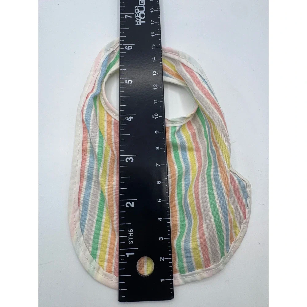 Fisher-Price‎ OS Multicolor Striped Bib Kids Vintage 1986 Pastel